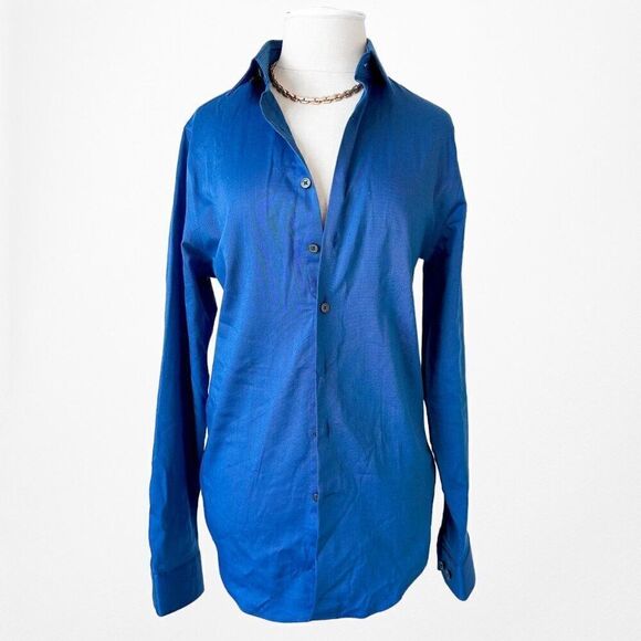 Express Navy Blue Button Down Shirt Size S - Picture 3 of 6